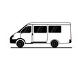 Minibus on a white background. Silhouette. House on wheels. Vector